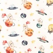 [S1666R-3288] [S1666R] French Terry Digital Printed Planets (Animals)