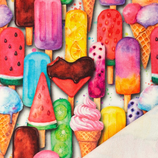 [S1667R] French Terry Digital Printed Rainbow Ice Creams