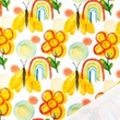 [S1668R-3058] [S1668R] French Terry Digital Printed Fruits and Colours (Butterflies)