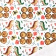 [S1668R-3295] [S1668R] French Terry Digital Printed Fruits and Colours (Dino's)