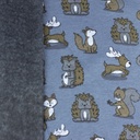 [S1731R-3681] [S1731R] Alpine Fleece Melange Jeans Printed Forest Animals (Design A)