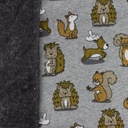 [S1733R-3681] [S1733R] Alpine Fleece Melange Grey Printed Forest Animals (Design A)