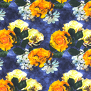 [S1762L-3110] [S1762L] Jersey Digital Printed Flower Canvas (Sea ​​Flower)