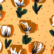 [S1776L-1106] [S1776L] Jersey Stampato Tulipani (Arancione)