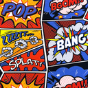 [S1779L-1009] [S1779L] Jersey Printed Pop Art (Blue)