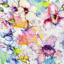 [S1795L-3681] [S1795L] Double Gauze Crinkled Digital Printed Rainbow Bouquet (Design A)