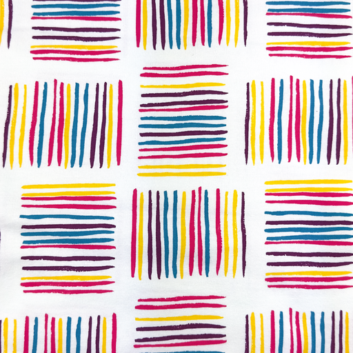 [S1800R] Jersey Printed Square Stripes Snoozy Fabrics