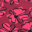[S1774R-1049] [S1774R] Jersey Printed Retro Flowers (Fuchsia)