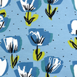 [S1776R-1107] [S1776R] Jersey Printed Tulips (Old Blue)