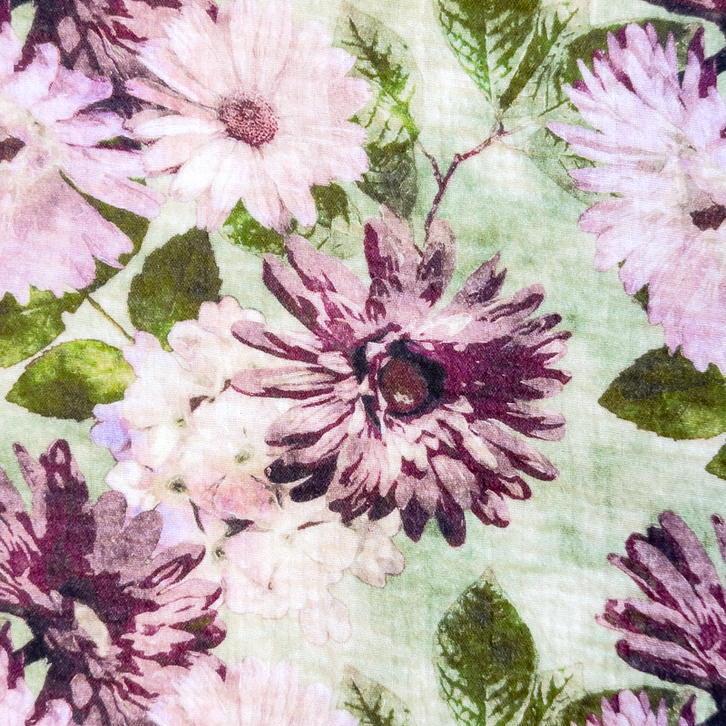 [S1794R] Double Gauze Crinkled Digital Printed All in Bloom