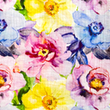[S1795R-3682] [S1795R] Double Gauze Crinkled Digital Printed Rainbow Bouquet (Design B)