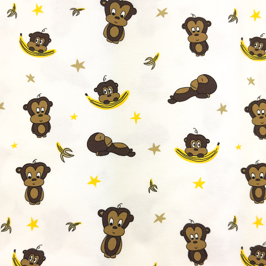 [S1803R] Jersey Printed Monkeys with Bananas Snoozy Fabrics