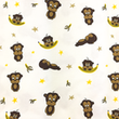 [S1803R-1103] [S1803R] Jersey Imprimé Singes aux Bananes Snoozy Fabrics (Blanc Cassé)