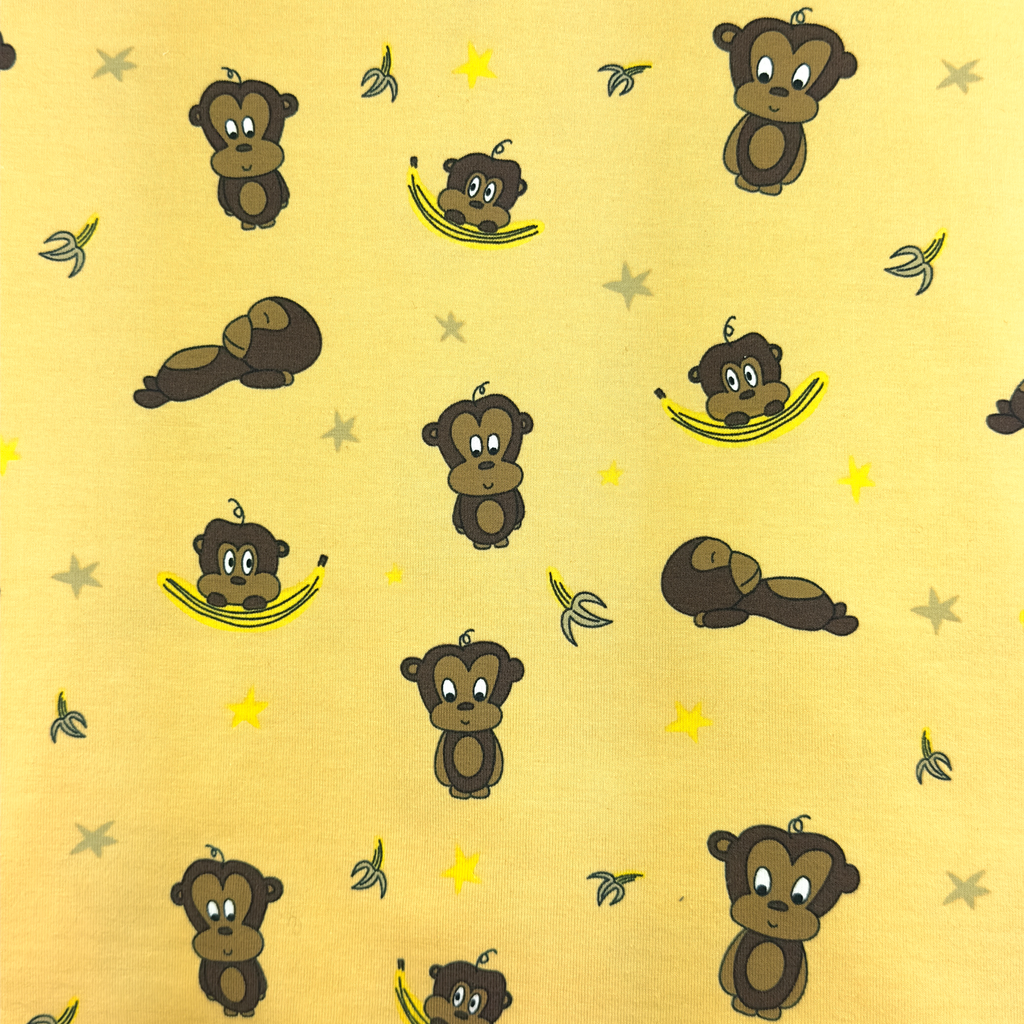 [S1803R] Jersey Printed Monkeys with Bananas Snoozy Fabrics