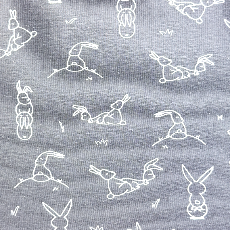 [S1820R] Jersey Printed Jeans With Bunny Hopping