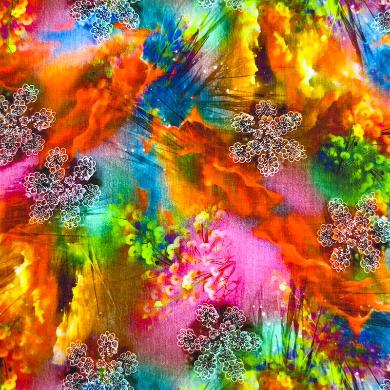 [S1825R] Jersey Digital Printed Multicolor Flowers