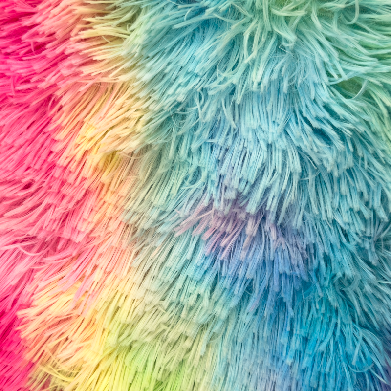 [S1854R] Cheveux Longs en Fourrure Arc-en-Ciel
