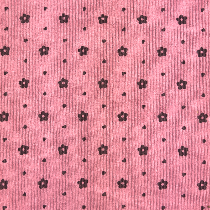 [S1859R] Rib Cord Printed Stretch