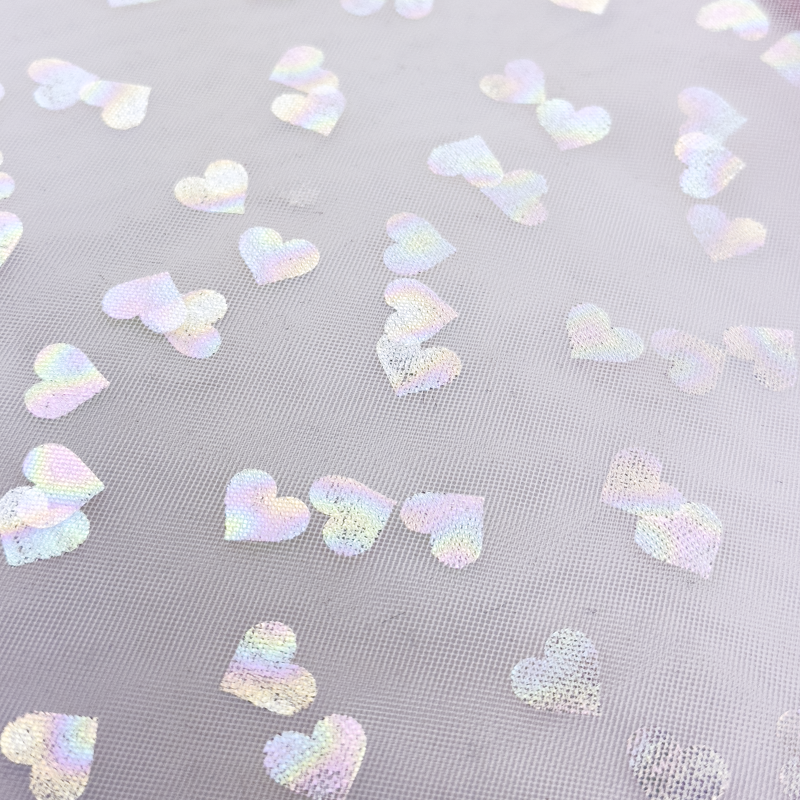 [S1882R] Tulle with Rainbow Hearts