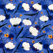 [S1886R-1009] [S1886R] Rayon Poplin Digital Printed Tullips (Blue)
