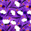 [S1886R-1175] [S1886R] Rayon Poplin Digital Printed Tullips (Violet)