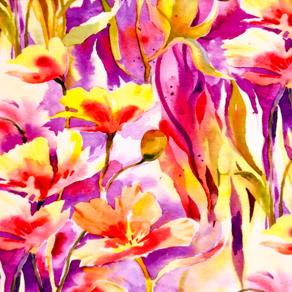 [S1911L] Viscose Lycra Heavy Digital Printed Bright Botanical