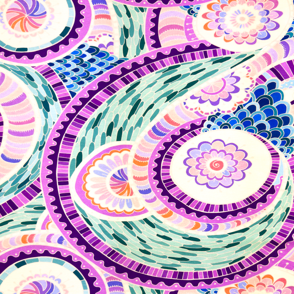 [S1951L] Viscose-lycra zwaar Digitaal Bedrukt Retro Bloemen