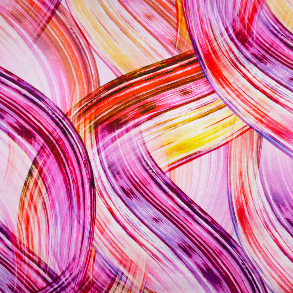 [S1960L] Viscose Lycra Heavy Digital Printed Crisscrossing Waves