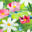[S1899R-3235] [S1899R] Viscose Lycra Heavy Digital Printed Oil Painting (Flowers)