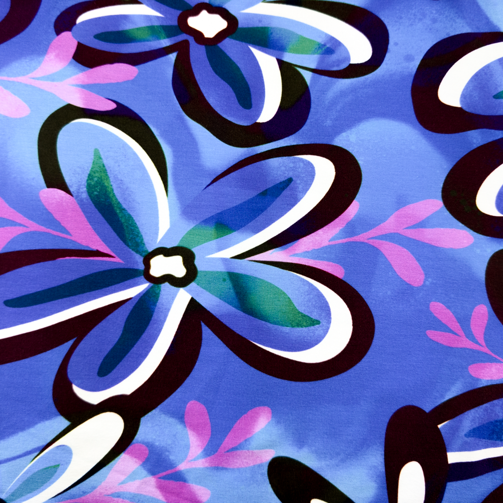 [S1904R] Viscosa Lycra Pesada Impreso Digitalmente Flor Retra