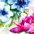 [S1909R-3683] [S1909R] Viskose-Lycra Heavy Digital Gedruckt Mohn (Design C)