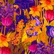 [S1911R-3682] [S1911R] Viscose-lycra zwaar Digitaal Bedrukt Helder Botanisch (Design B)