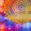 [S1917R-1104] [S1917R] Lycra Viscosa Pesante Stampa Digitale Mandala (Ocra)