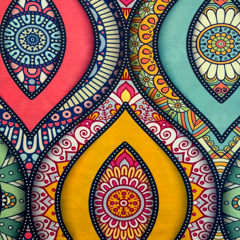 [S1923R] Viscose Lycra Heavy Digital Printed Vintage Patterns