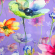 [S1925R-1083] [S1925R] Viskose-Lycra Heavy Digital Gedruckt Mix Blumen (Lila)