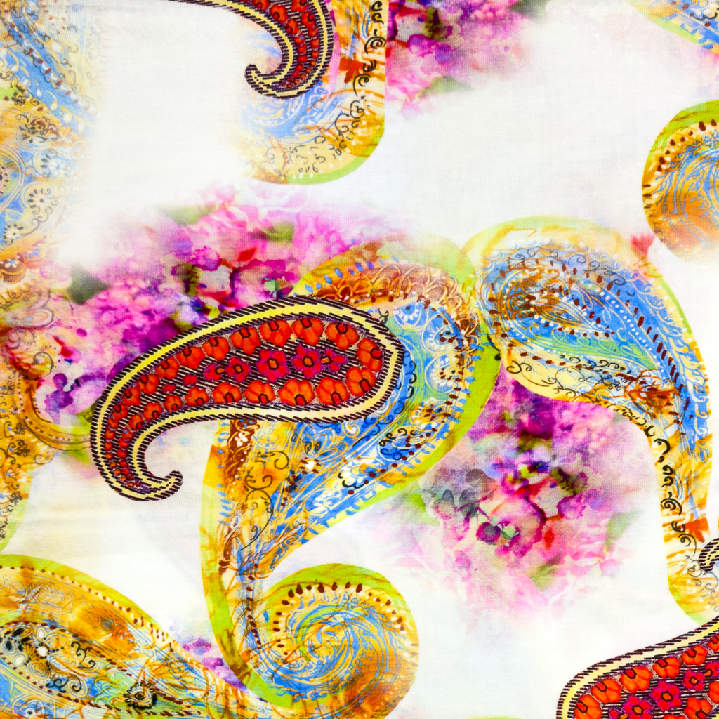 [S1940R] Viscose Lycra Heavy Digital Printed Ethnic Paisley