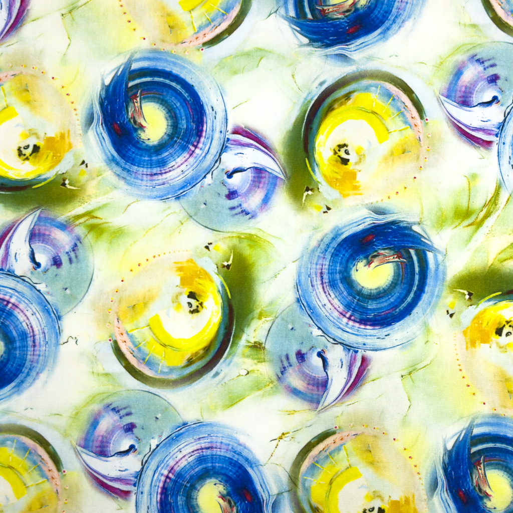 [S1941R] Viscose Lycra Heavy Digital Printed Abstract Circles