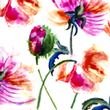 [S1944R-3682] [S1944R] Wiskoza Lycra Gruba Druk Cyfrowy Kwiaty Akwarelowe (Design B)