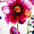 [S1944R-3684] [S1944R] Viskos Lycra Tung Digitaltryckt Akvarell Blommor (Design D)