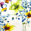 [S1945R-3685] [S1945R] Viscose-lycra zwaar Digitaal Bedrukt Waterverf Bright And Big (Design E)