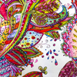 [S1946R-3685] [S1946R] Viskos Lycra Tung Digitaltryckt Fantasi Blommar (Design E)