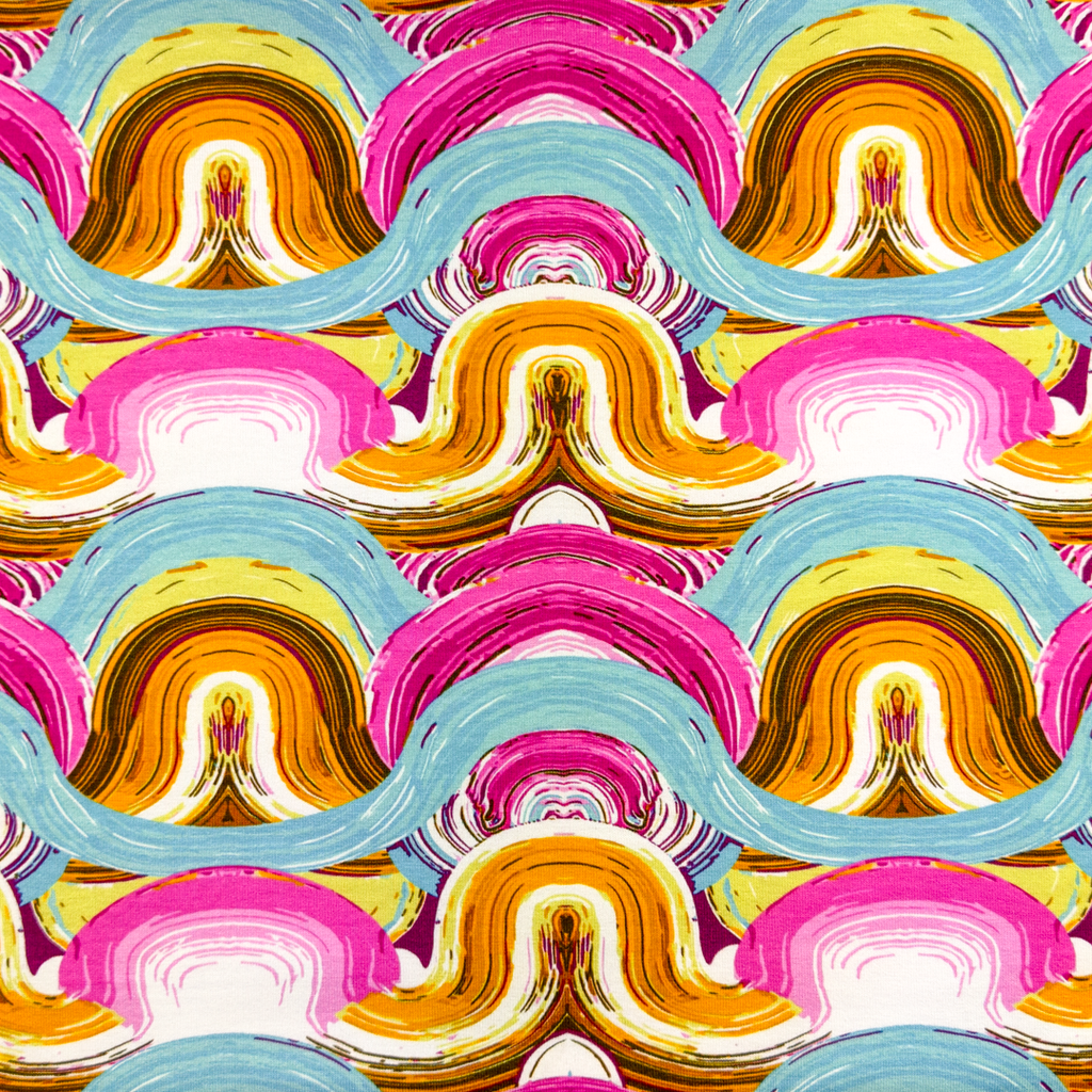 [S1950R] Viscose Lycra Heavy Digital Printed Paint Waves