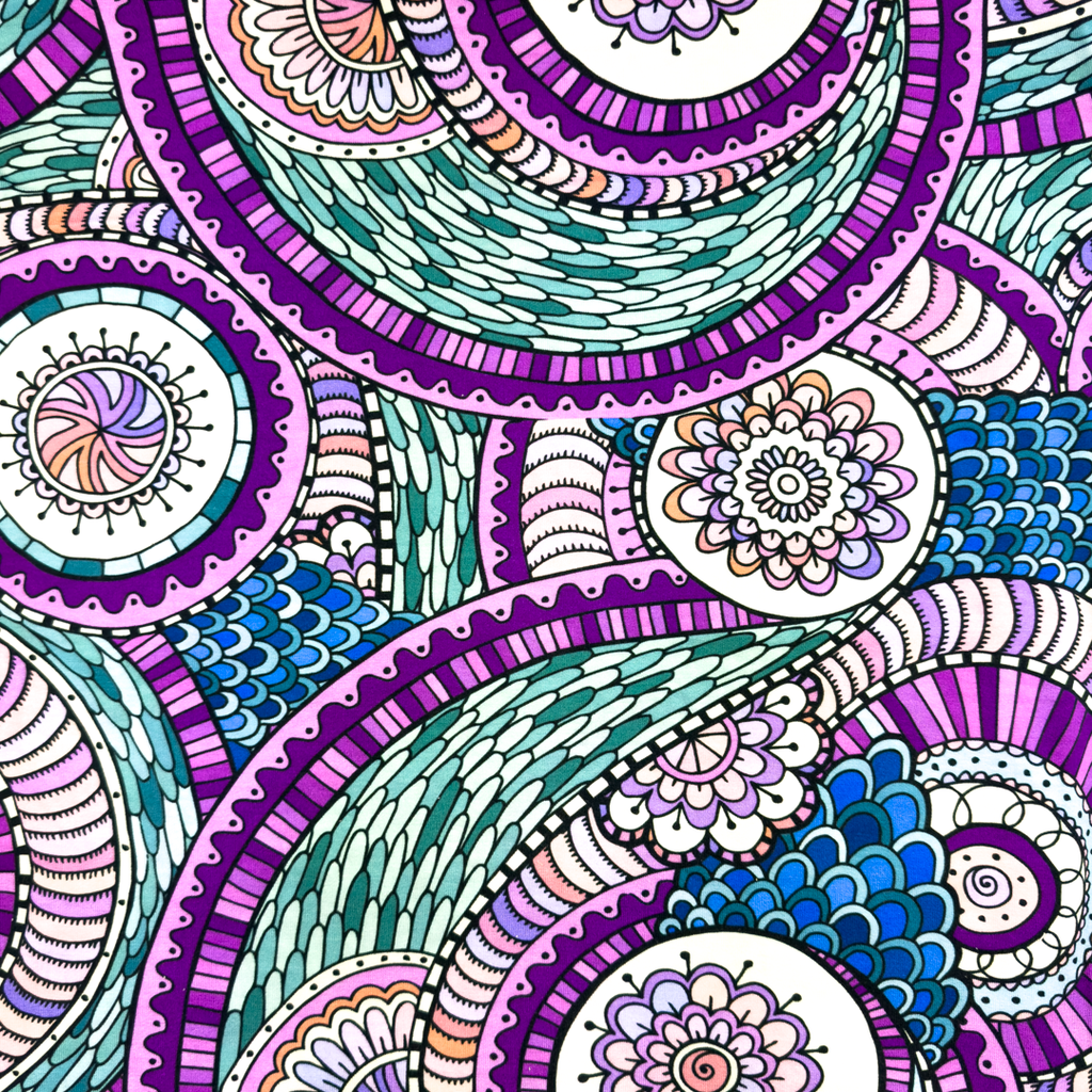 [S1951R] Viskose-Lycra Heavy Digital Gedruckt Retro-Blumenmuster