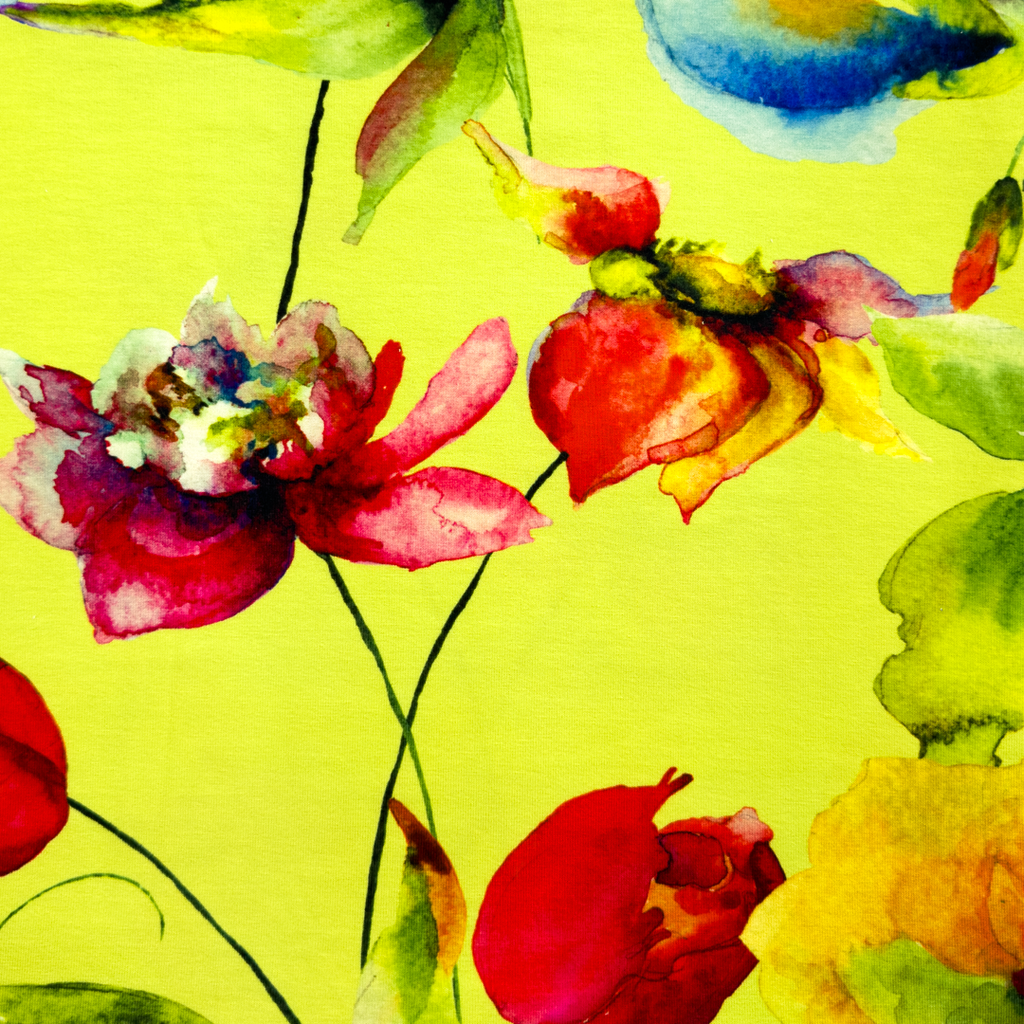 [S1961R] Viscose-lycra zwaar Digitaal Bedrukt Zomerbloemen