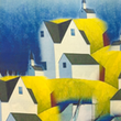 [S1982R-3682] [S1982R] Popeline Rayonne Imprimée Numérique Conceptions de Bord Maisons (Design B)