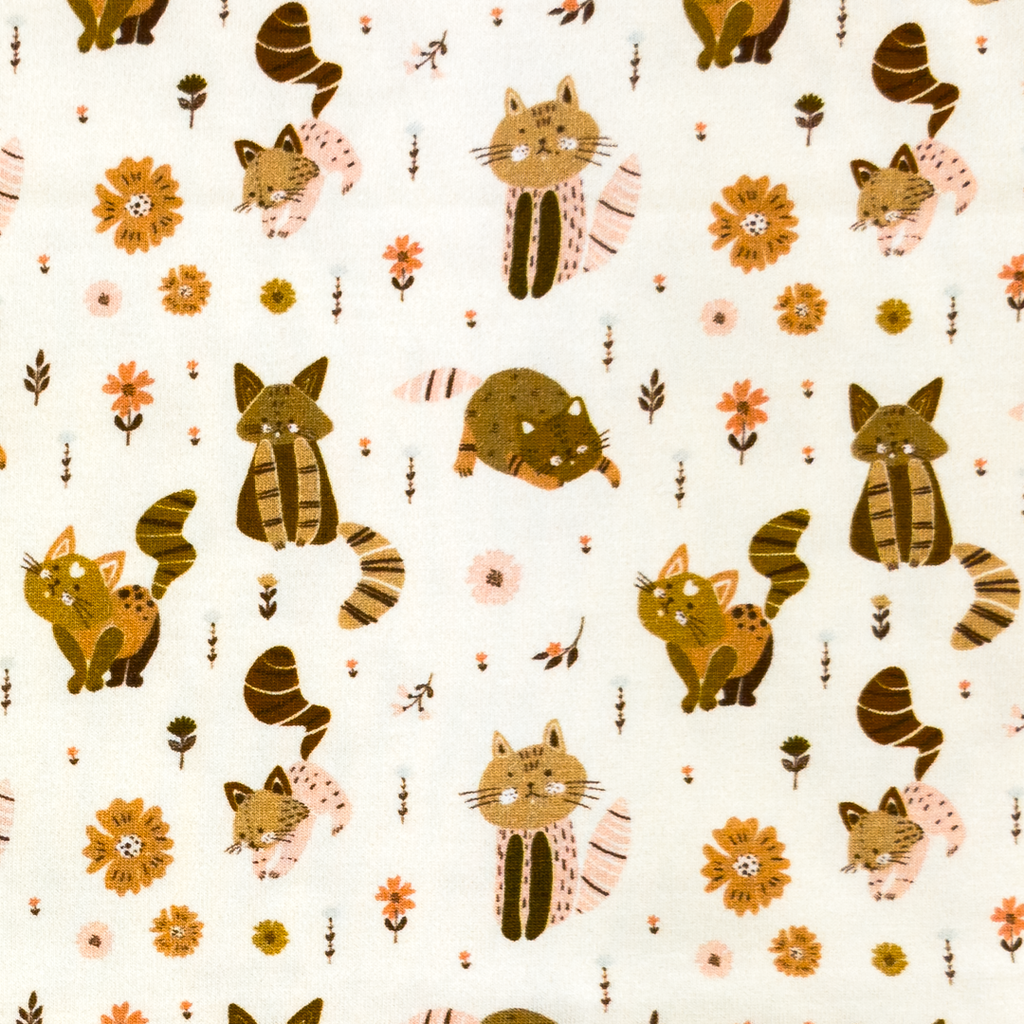 [S1999R] Jersey Printed Cats With Little Flowers