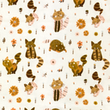 [S1999R-1103] [S1999R] Jersey Printed Cats With Little Flowers (Offwhite)