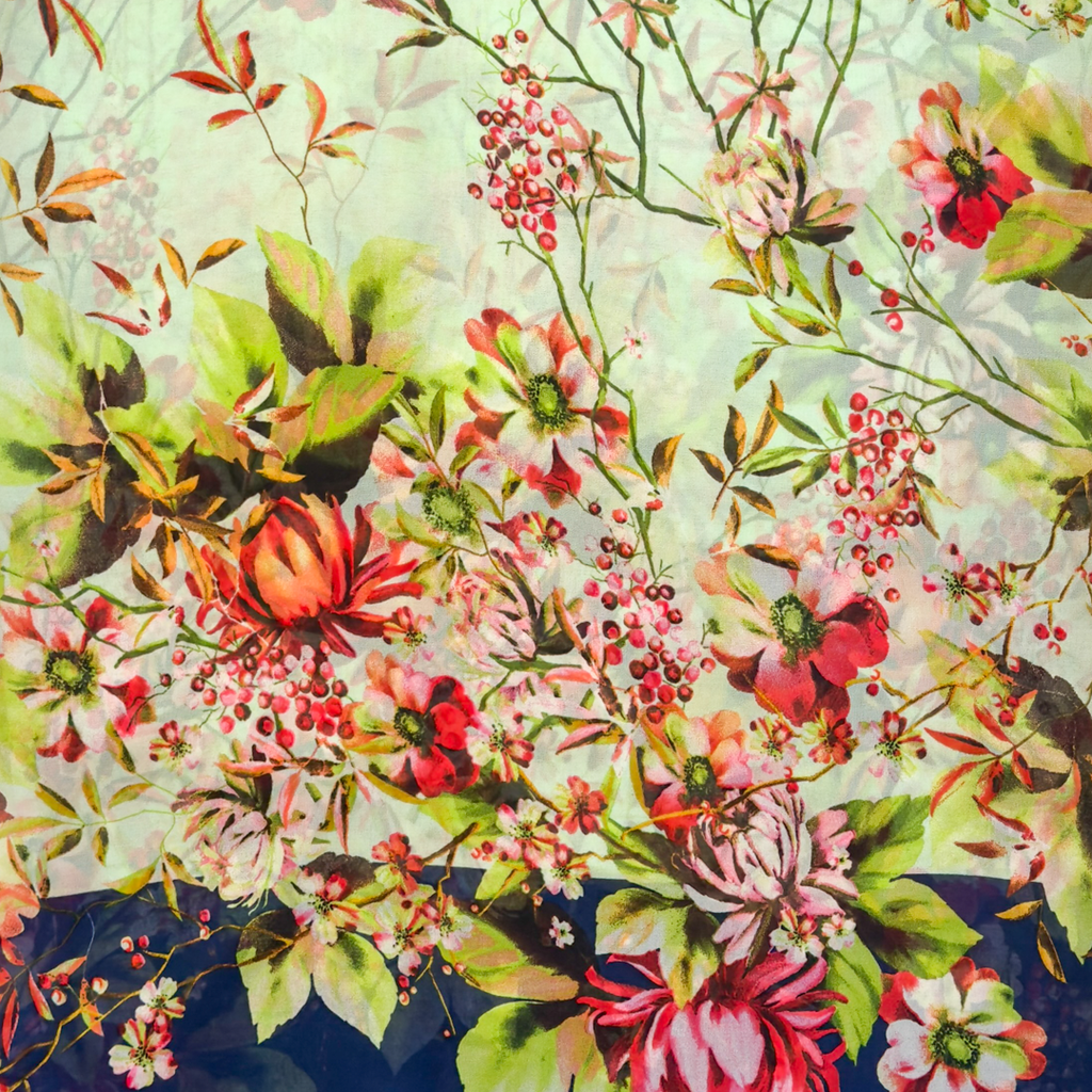 [S2050L] Voile Print Digital Printed Flowers