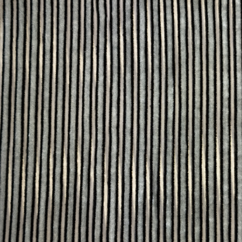 [S2077R] Stretch Rib With Rayon Black Stripes
