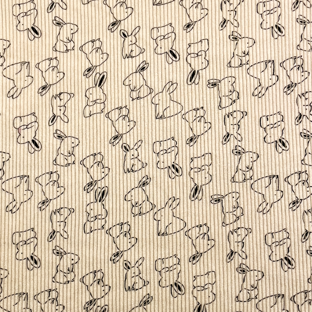 [S2064R] Rib Cord Printed Stretch Small Bunny's